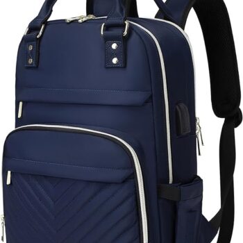 Women Quilted 15.6 Inch Laptop Backpack Purse with USB, Waterproof