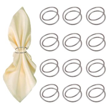 12 PCS Silver Spiral Metal Napkin Rings, Elegant Napkin Holder Buckles for