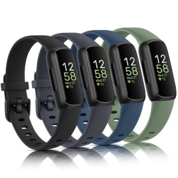 4 Pack for Fitbit Inspire 3 Bands Women Men, Soft Sport Replacement Straps