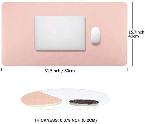 Mouse Pad, Office Desk Mat Blotter,Upgraded PU Leather (Pink & Silver,80cm*40cm) - Image 2