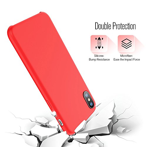 For iPhone X Silicone Soft Silicone Protective Shockproof 5.8 inch Case,Rose Red - Image 6