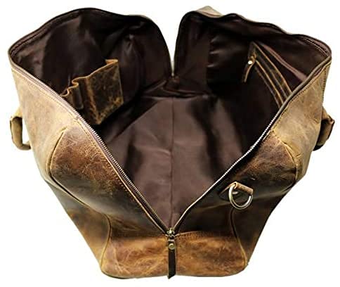 20" Buffalo Leather Duffle Bag Travel Carry-on Luggage Overnight Gym Bag - Image 5