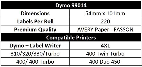 Compatible Dymo 99014 Labels 54mm x 101mm Address Shipping Label 220 Labels/Roll - Image 2