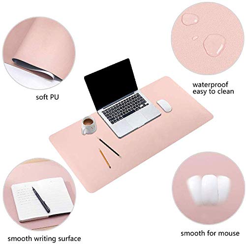 Mouse Pad, Office Desk Mat Blotter,Upgraded PU Leather (Pink & Silver,80cm*40cm) - Image 4