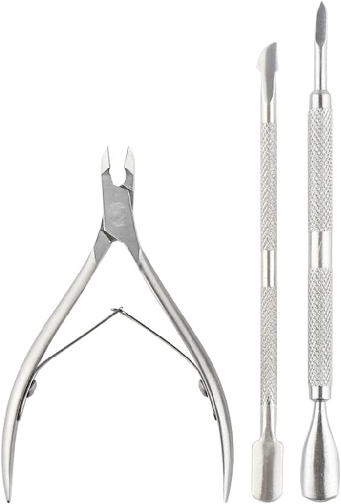 Pusher Scraper Spatula Nail Clipper Cuticle Trimmer Cuticle Pusher Set of 3 - Image 2