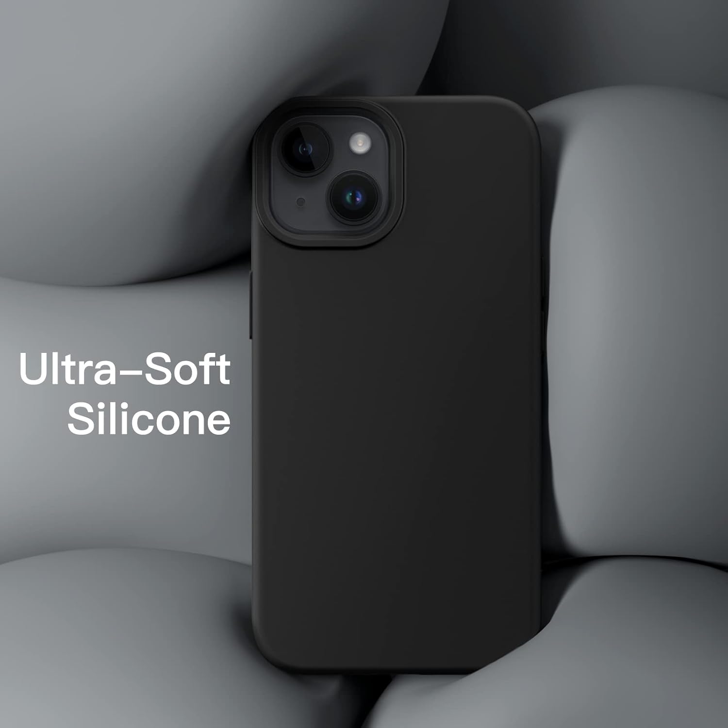 Silicone Case for iPhone 14, Silky-Soft Touch Full-Body Protective Case (Black) - Image 4