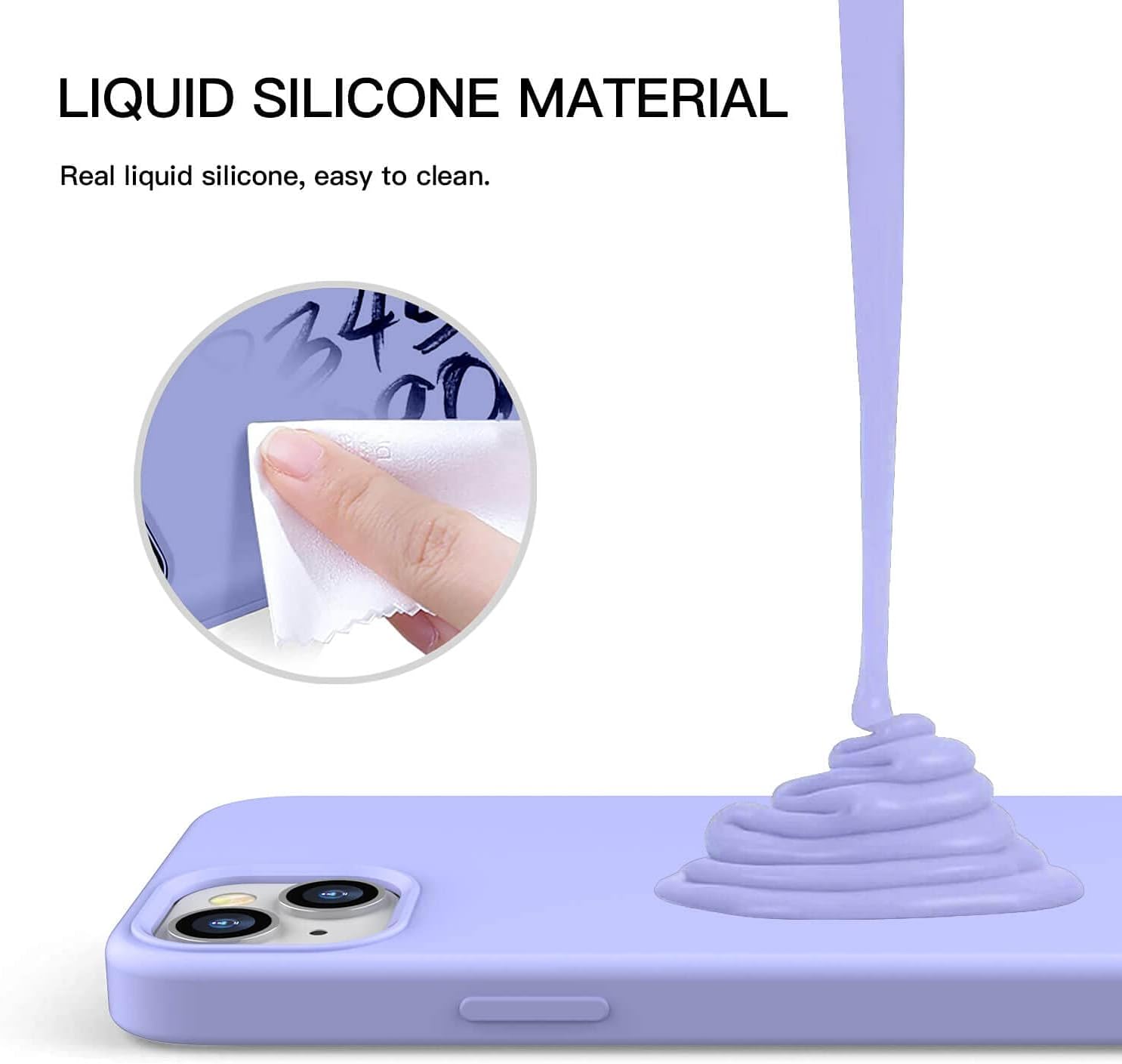 For iPhone 13 Case, Liquid Silicone Anti-Scratch Gel Rubber Shockproof - Purple - Image 6