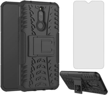 For Xiaomi Redmi 8A Kickstand Hard Rugged Case w Tempered Glass Screen Protector
