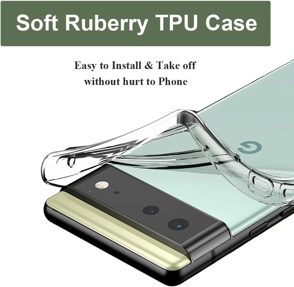 For Google Pixel 6 Clear, Soft TPU Shock Absorption Protective Back Cover Case - Image 4