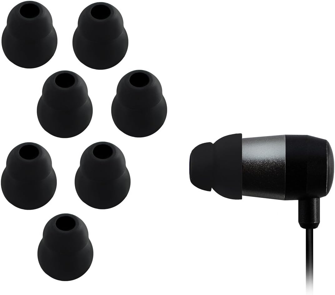 (M) 4 Pairs (8 Pieces) of Dual Flange Conical Silicone Replacement in-Ear Earbud