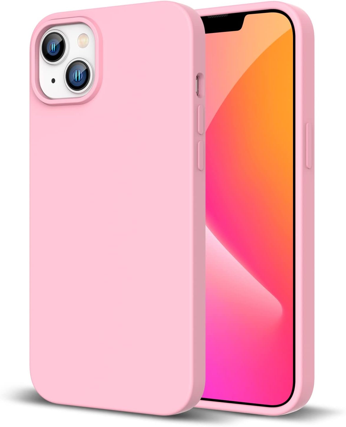 Case for iPhone 14 Real Liquid Silicone Anti-Scratch Gel, Shockproof - Pink