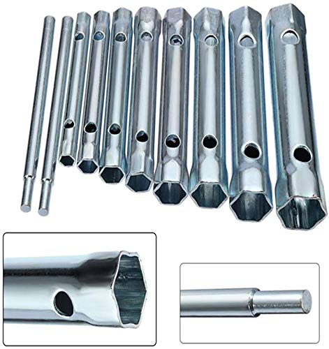 Dual-Ended Wrench Socket Plumber Back Nut Tap Spark Plug Spanner Set - 10Pcs