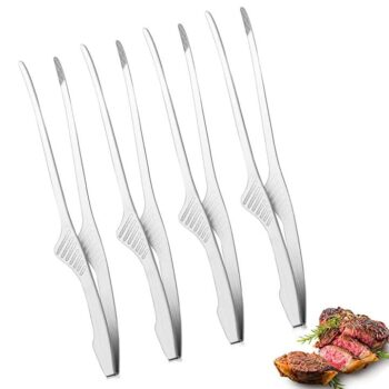 Stainless Steel Grill Tongs Korean and Japanese BBQ Non-Slip Kitchen Tongs