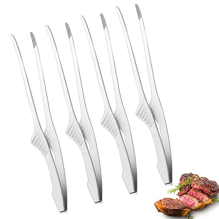 Stainless Steel Grill Tongs Korean and Japanese BBQ Non-Slip Kitchen Tongs
