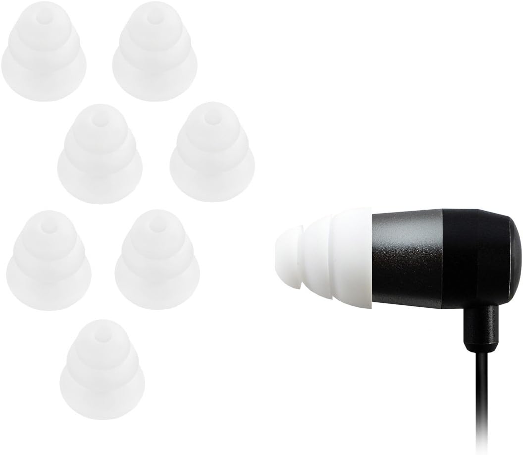 (M) 4 pairs (8 Pieces) of Triple Flange Conical Replacement In-Ear Earphones