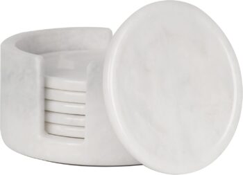 Coaster Set Handmade Marble 3.5 Inches Coasters Set - Kitchen Caddy