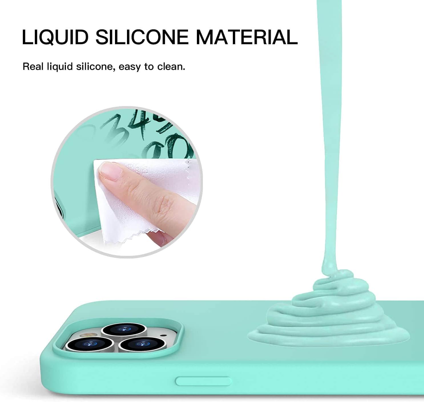 iPhone 13 Pro Max 2021, Silicone Anti-Scratch Shockproof Protective Case - Mint - Image 5