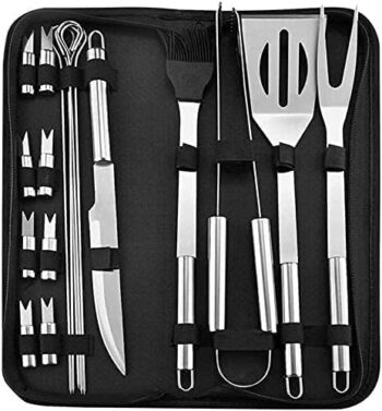 BBQ Grill Accessories Tools Set, Portable Case Stainless Steel Barbecue BBQ Set