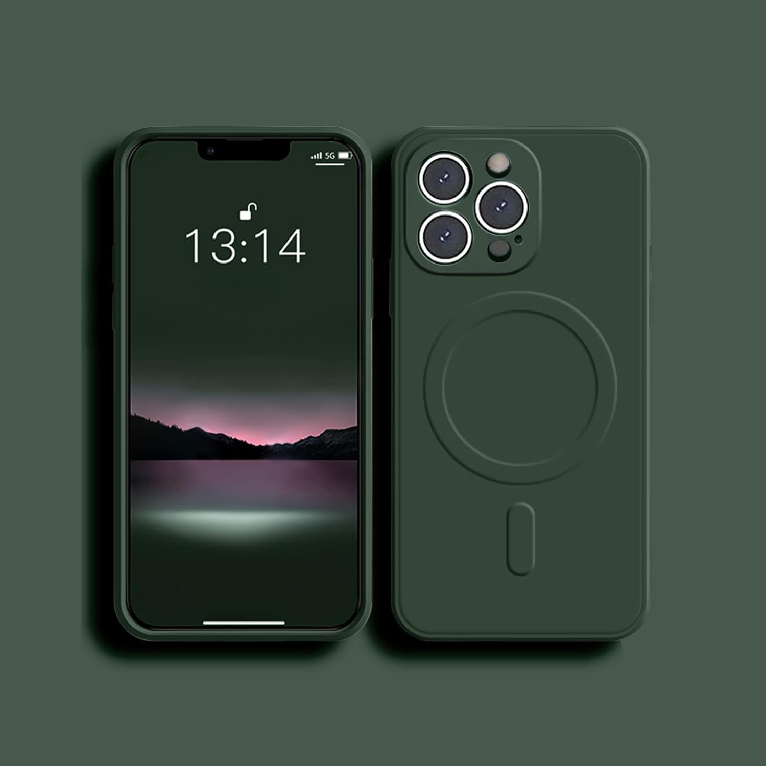 Silicone 6.7 inch, Slim Fit Soft Microfiber Case - Dark Green iPhone 14 Pro Max - Image 8