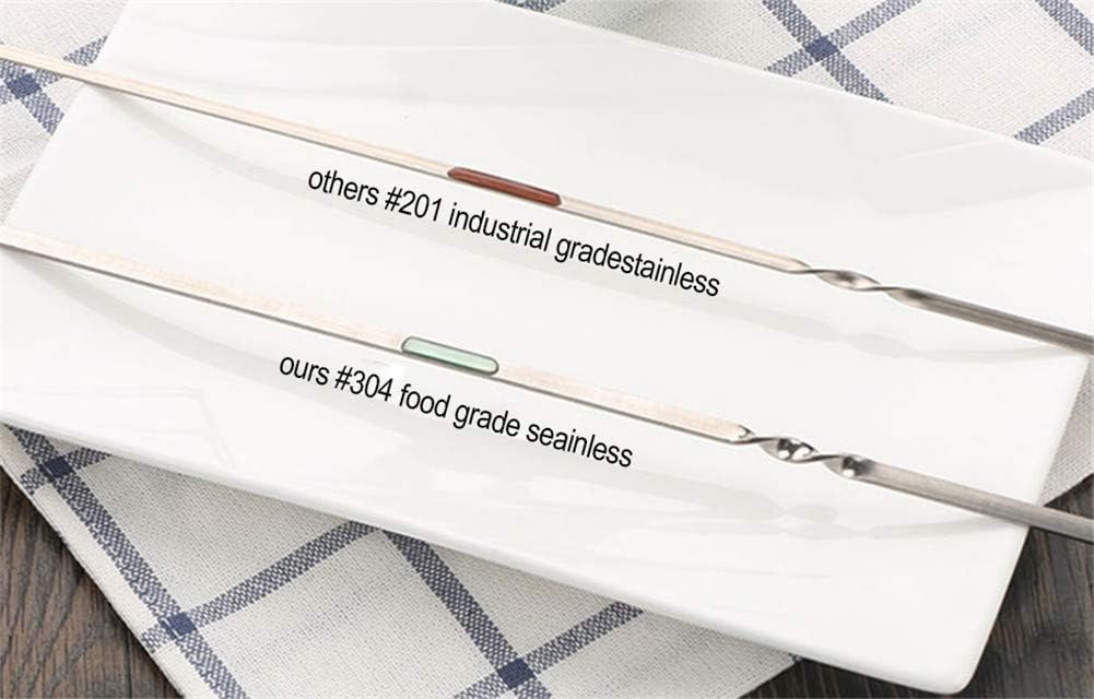 12PCS Kabob Skewers Flat Metal BBQ Barbecue Skewers 16" Long Hook Style - Image 4