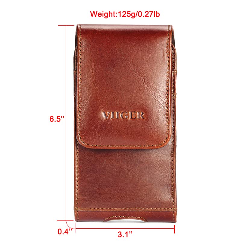 Genuine Leather Cell Phone Holster w/Magnetic Cover Belt Clip Pouch - Image 5