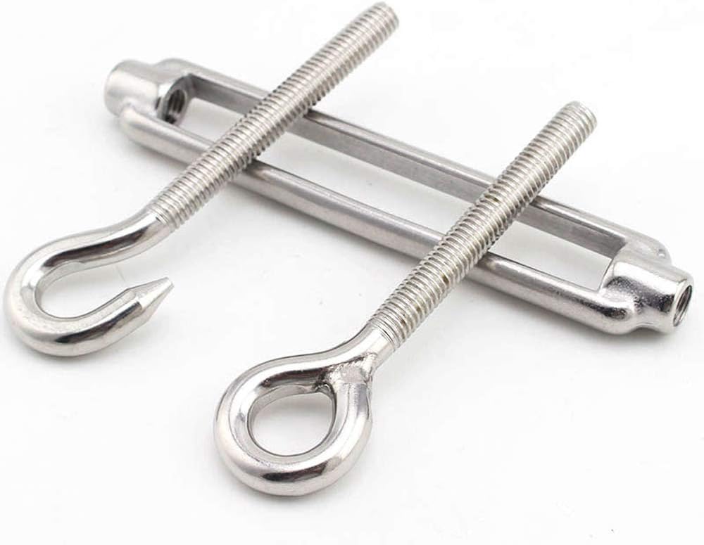 Pack of 2 M14 Hook & Eye, C to O Turnbuckle, 304 Stainless Steel, Hardware Kit - Image 3