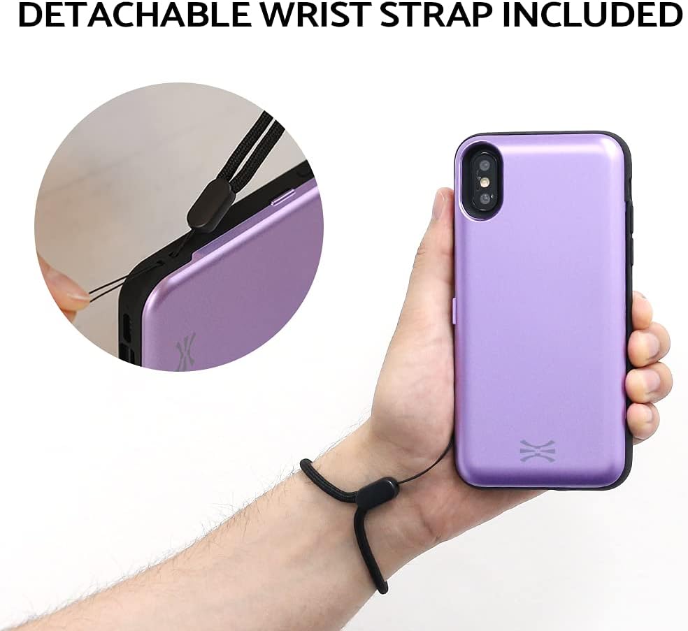iPhone Xs/X Slim Protective Wallet Case w Card Holder - Purple Lavender - Image 6