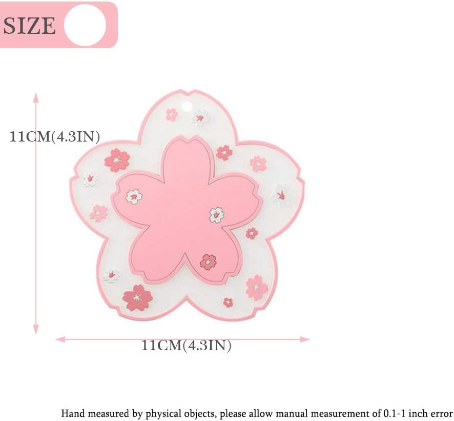 Sakura Coffee Cup Mat Kawaii Coaster 2PCS Cute Cherry Blossom PVC Home Tea - Image 4
