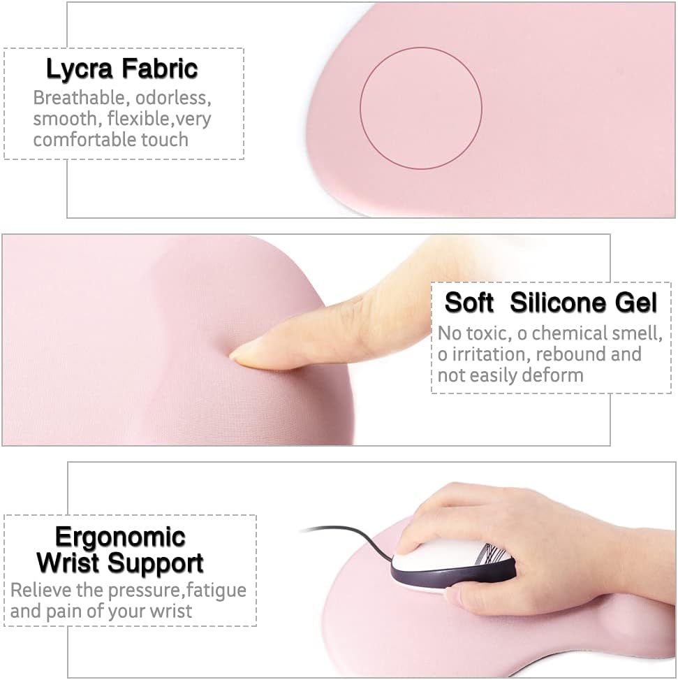 Mouse Pad with Wrist Support for Ergonomic Mousepad Gel Wrist Rest (Pink) - Image 5