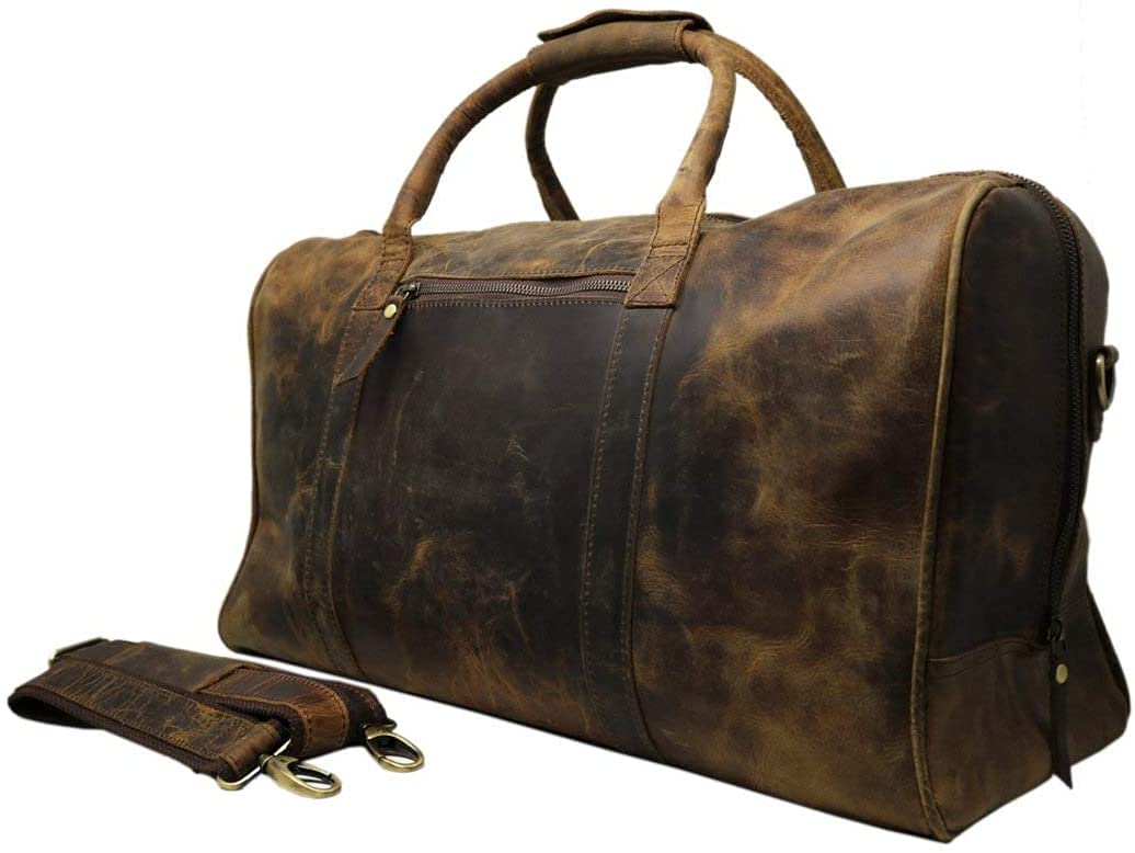 20" Buffalo Leather Duffle Bag Travel Carry-on Luggage Overnight Gym Bag