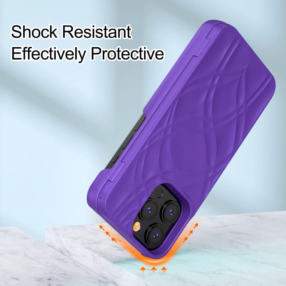For iPhone 13 Pro Max Back Mirror Wallet Case with Stand (Purple) - Image 6