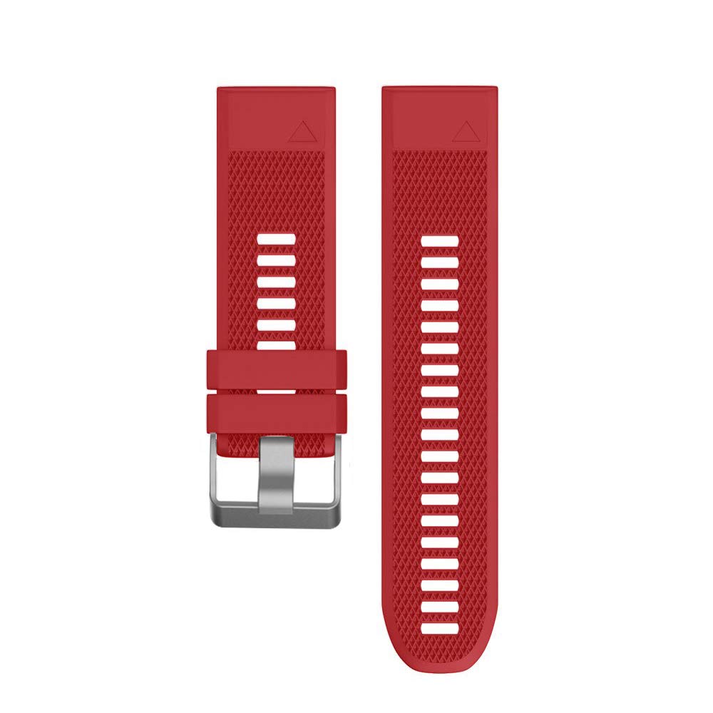 Width Soft Silicone Watch Strap for Garmin Fenix 5/Fenix 5 Plus/Quatix 5 (Red) - Image 2