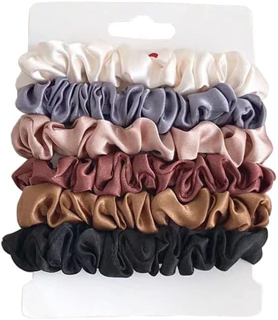Silk Hair Scrunchies Soft & Comfortable Small Silk Scrunchy Hair Ties-6 Pcs - Image 4