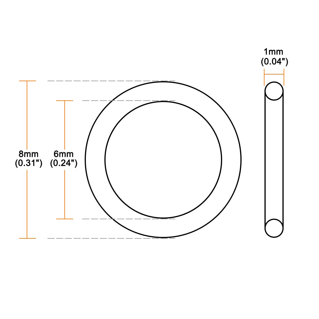 Silicone O-Rings 8mm OD, 6mm Inner Diameter, 1mm Width, Seal Gasket Red 30Pcs - - Image 2