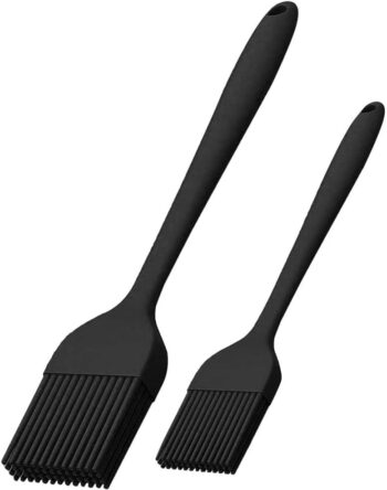 Silicone Basting Brush 2 Pcs Pastry Brush for Oil, BBQ, Grill Barbecue (Black)