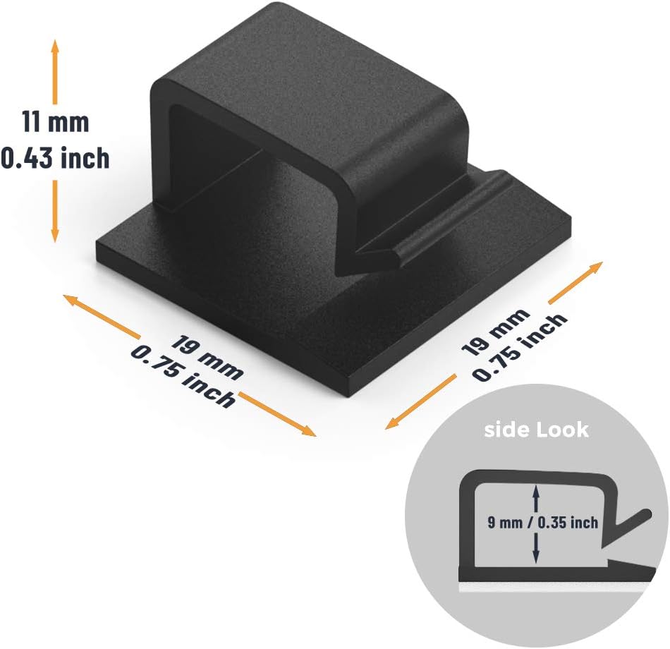 Cable Clips with Strong Self-Adhesive,R Shape Cable Management TV -40 Pcs(Black) - Image 2