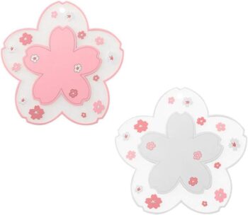 Sakura Coffee Cup Mat Kawaii Coaster 2PCS Cute Cherry Blossom PVC Home Tea