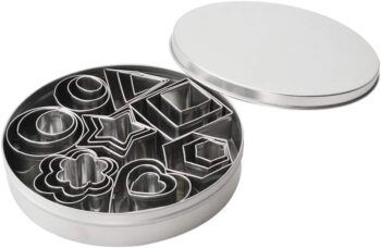 24-Piece Stainless Steel Mini Geometric Shaped Cookie Biscuit Cutter Set Square