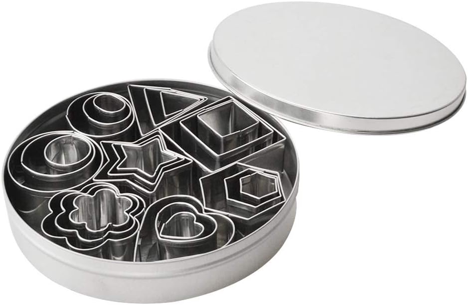24-Piece Stainless Steel Mini Geometric Shaped Cookie Biscuit Cutter Set Square