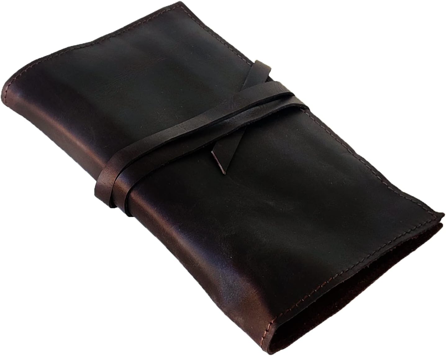 Genuine Leather Pencil Roll Brush Case Pen Holder Organizer Ruler (7.9 inches) - Image 4