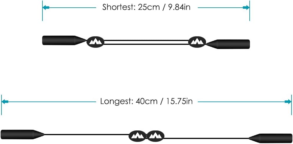 Adjustable Eyewear Retainer2 Pack, 16 inches No Tail Sunglass Straps (Black) - Image 4