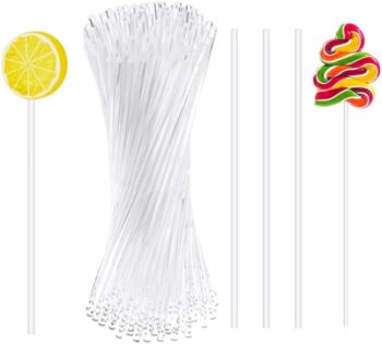 100Pcs Clear Lollipop Sticks, 10cm Reusable Acrylic Lollipop Sticks - Clear