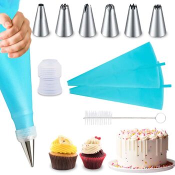 Piping Bags and Nozzles Set of 9 Pcs with Converter, Premium Stainless Steel
