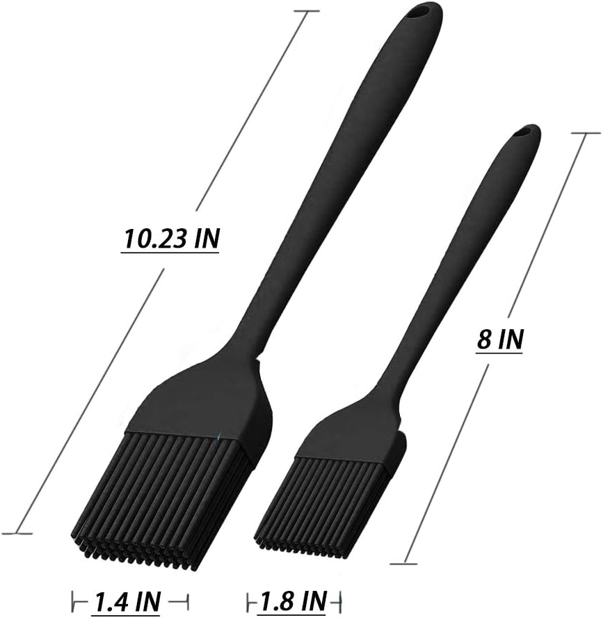 Silicone Basting Brush 2 Pcs Pastry Brush for Oil, BBQ, Grill Barbecue (Black) - Image 4