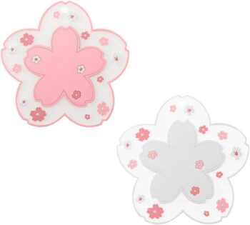 Sakura Coffee Cup Mat Kawaii Coaster 2PCS Cute Cherry Blossom PVC Home Tea Mug