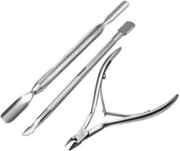 Pusher Scraper Spatula Nail Clipper Cuticle Trimmer Cuticle Pusher Set of 3