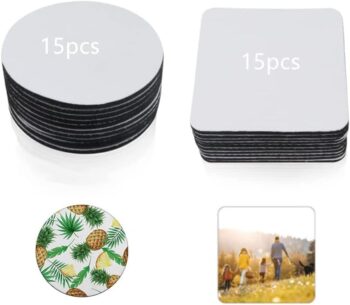 30 Pcs Sublimation Coasters,Sublimation Blanks Round Coasters,Blank White Rubber