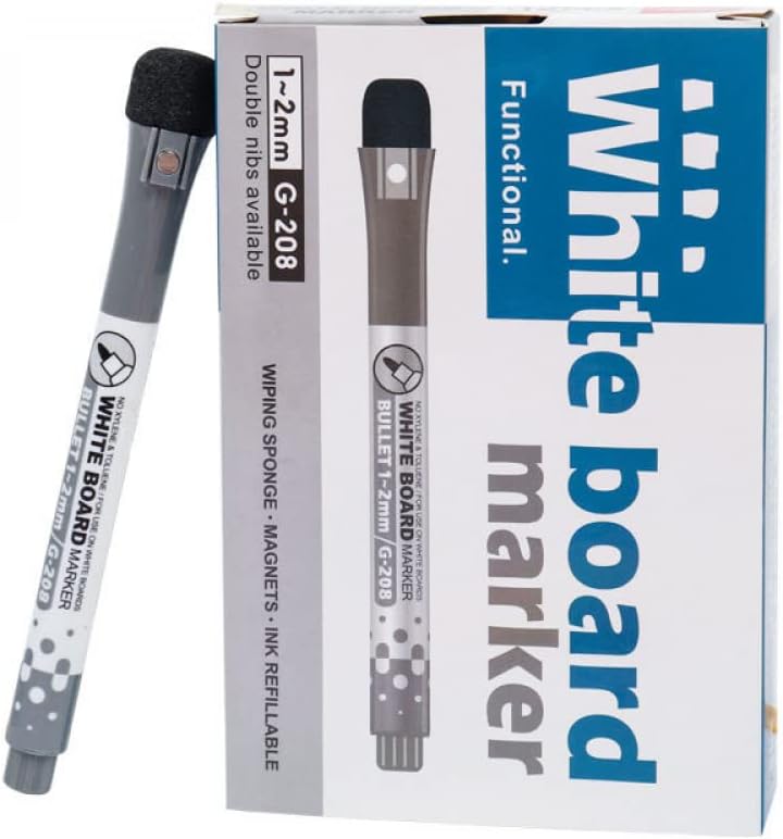 Whiteboard Pens Whiteboard Markers Dry Wipe Markers With Erasers - Pack of 12 - Image 8