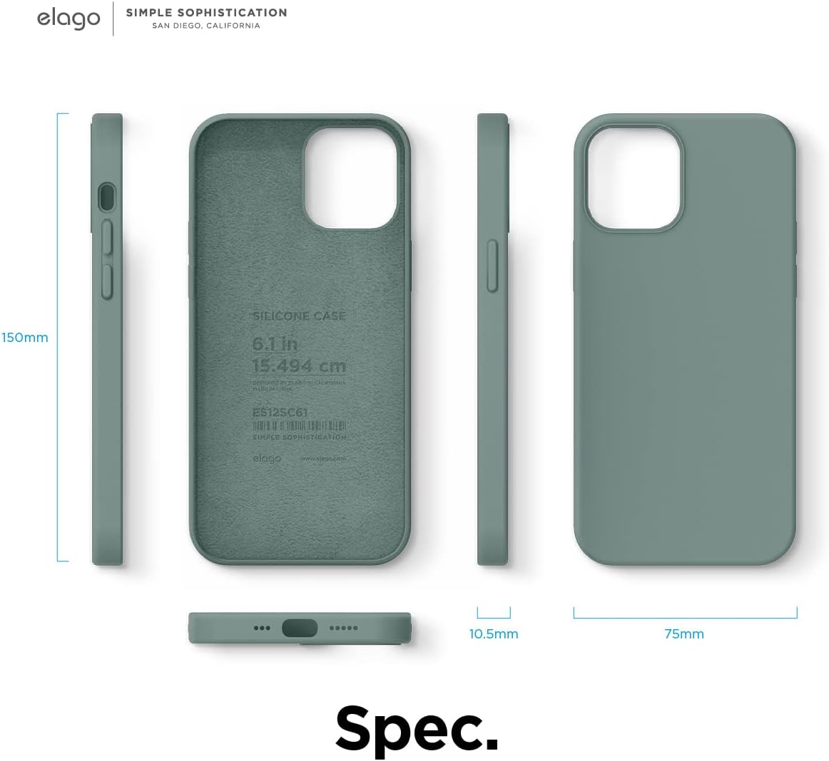 Liquid Silicone Case iPhone 12 & iPhone 12 Pro Cover (6.1") (Midnight Green) - Image 8
