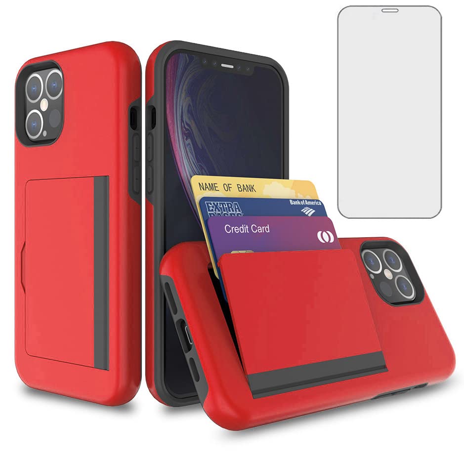 For iPhone 12 Mini 5.4" Slim Hybrid Case w Tempered Glass Screen Protector